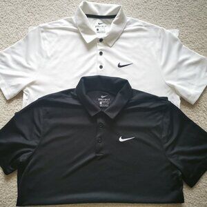 TWO (2) Nike Dri-FIT Men's Tennis Polo - Black & White - Medium